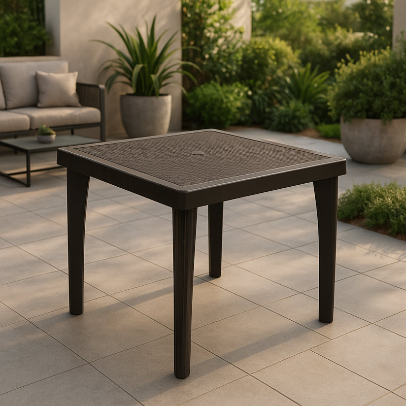 Plastic/Resin Patio Dining Table, Espresso