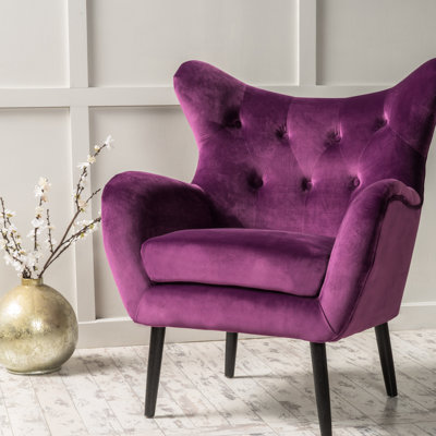 Fuchsia Velvet Arm Chair, Enhancing Your Home's Ambiance With Elegance Comfortable Rest - Wingback &