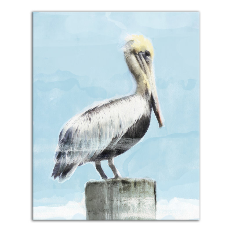 " Perched Pelican " Painting Print