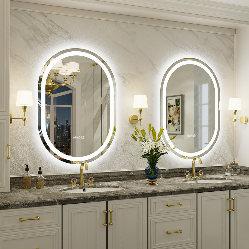 Wayfair Basics® UL Certified LED Anti-Fog Tempered Glass Oval Bathroom/Vanity Mirror , 28" x 20"
