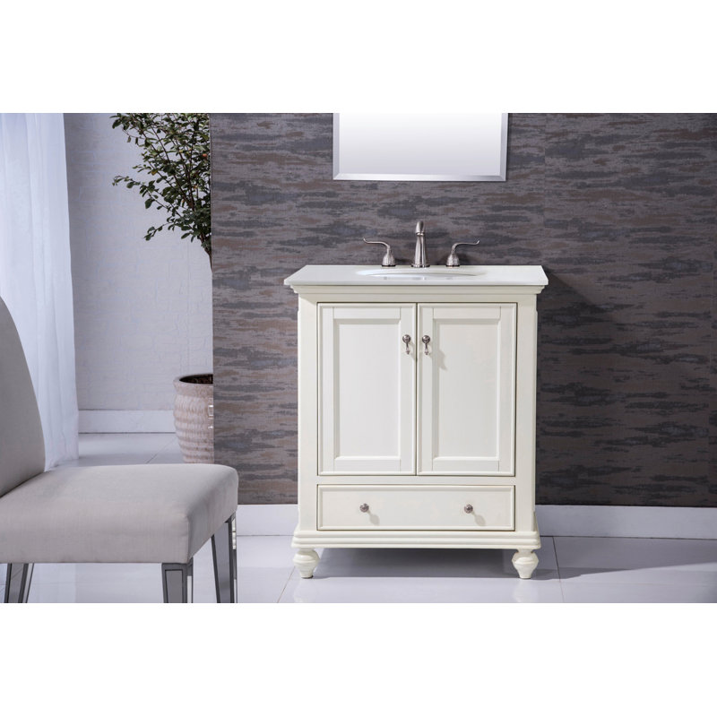 Otto 30'' Single Bathroom Vanity with Top, Ivory White, Antique White