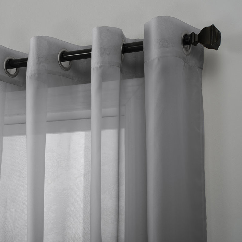 Panneau de rideau simple diaphane avec œillets, L 59 po x L 84 po, Gris anthracite
