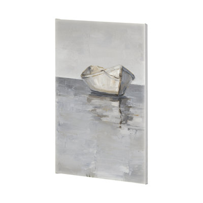 «Boat on the Horizon I» par Ethan Harper, toile texturée embelée à la main