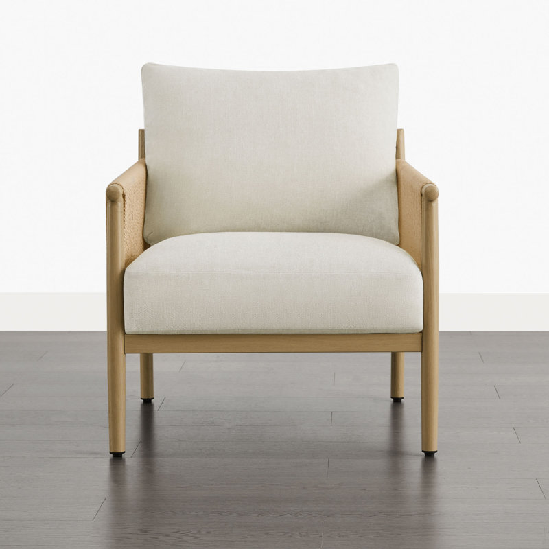 Boho-inspired Upholstered Accent Chair, Linen/Natural