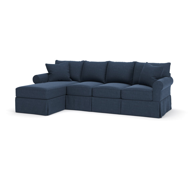 Amari Chaise Sectional, Left Hand Facing, Drusky Navy Sustain® Basketweave