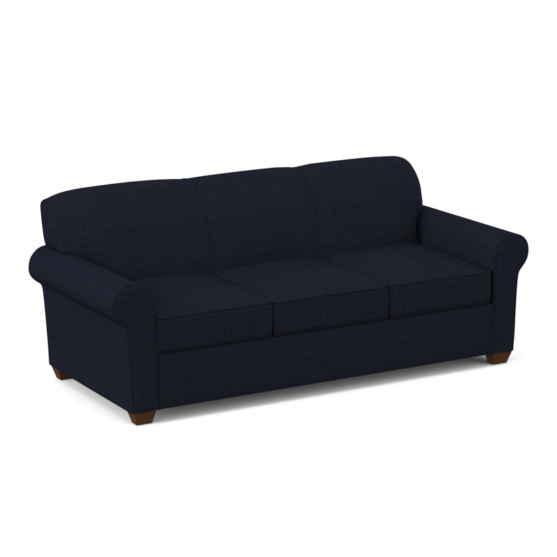 Finn Rolled Arm Sofa with Reversible Cushions, Montana Walnut, Fluff Carbon, 34" H x 83" W x 36" D