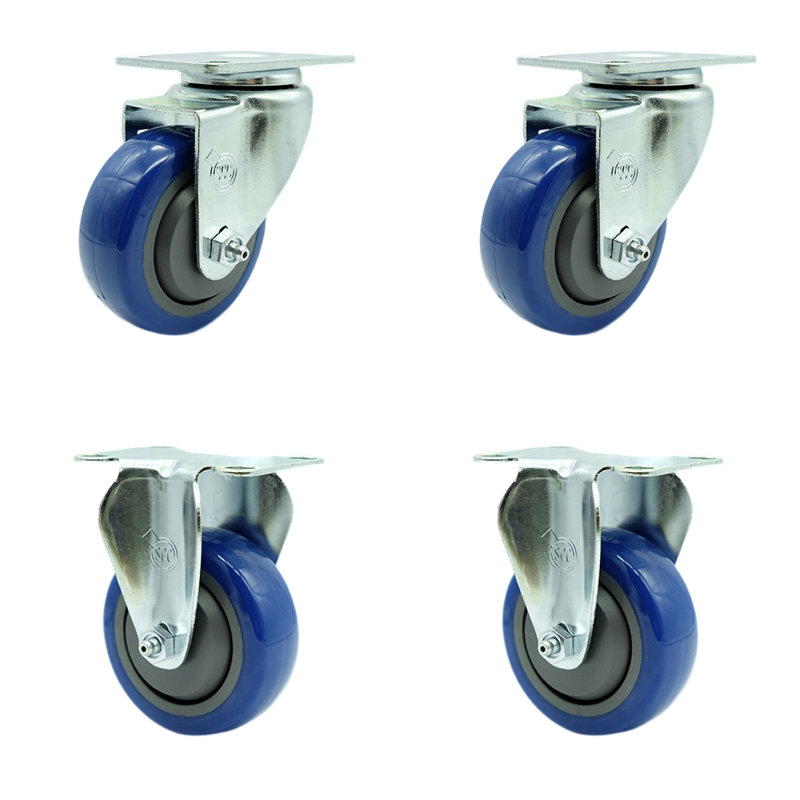 4 Piece Polyurethane Caster Set, Gray