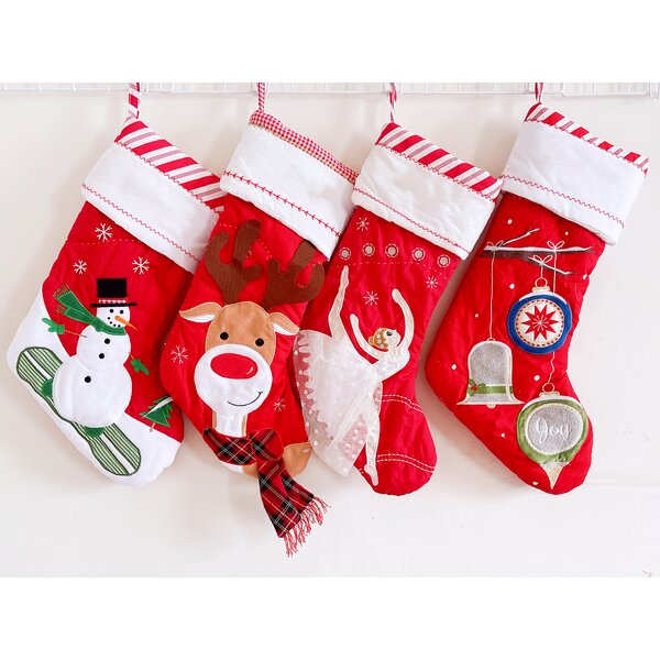 6 Piece Christmas Stocking Set, Xmas Holiday Home Decorations