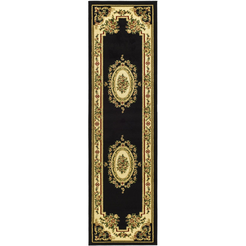 Tapis oriental Frasher Performance, Black/Ivory, Tapis de couloir 2 pi 3 po x 8 pi