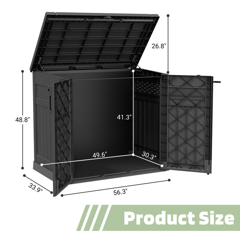 Remise de rangement résistante aux intempéries 280 gallons - Boîte de rangement verrouillable à double porte pour patio et jardin