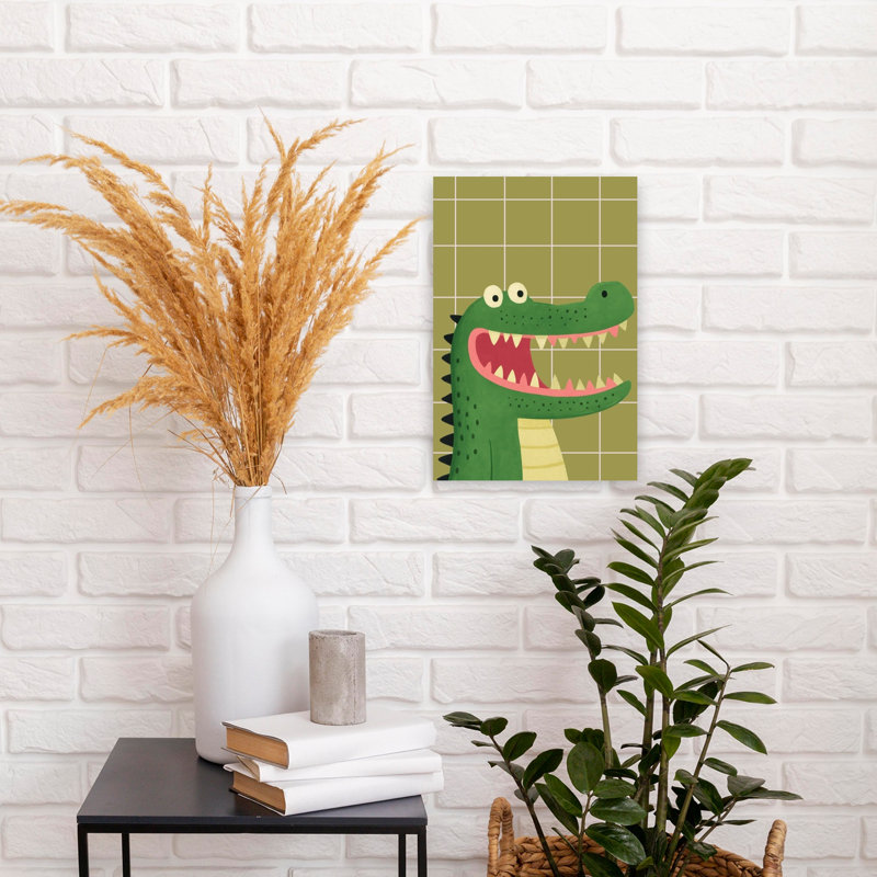 Contemporary Art Playful Contemporary Alligator Crocodile Forest Wall Art by Neetesh Kumar - Wrapped Canvas Print