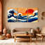 «Nautical & Beach Wave Sunset Mountain Ocean Reflection», ensemble de 3 impressions sur toile-1146725791