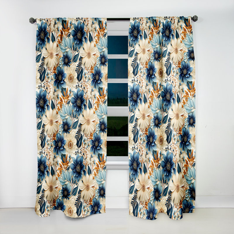 Panneaux de rideaux floraux Boho, L 52 po x L 63 po