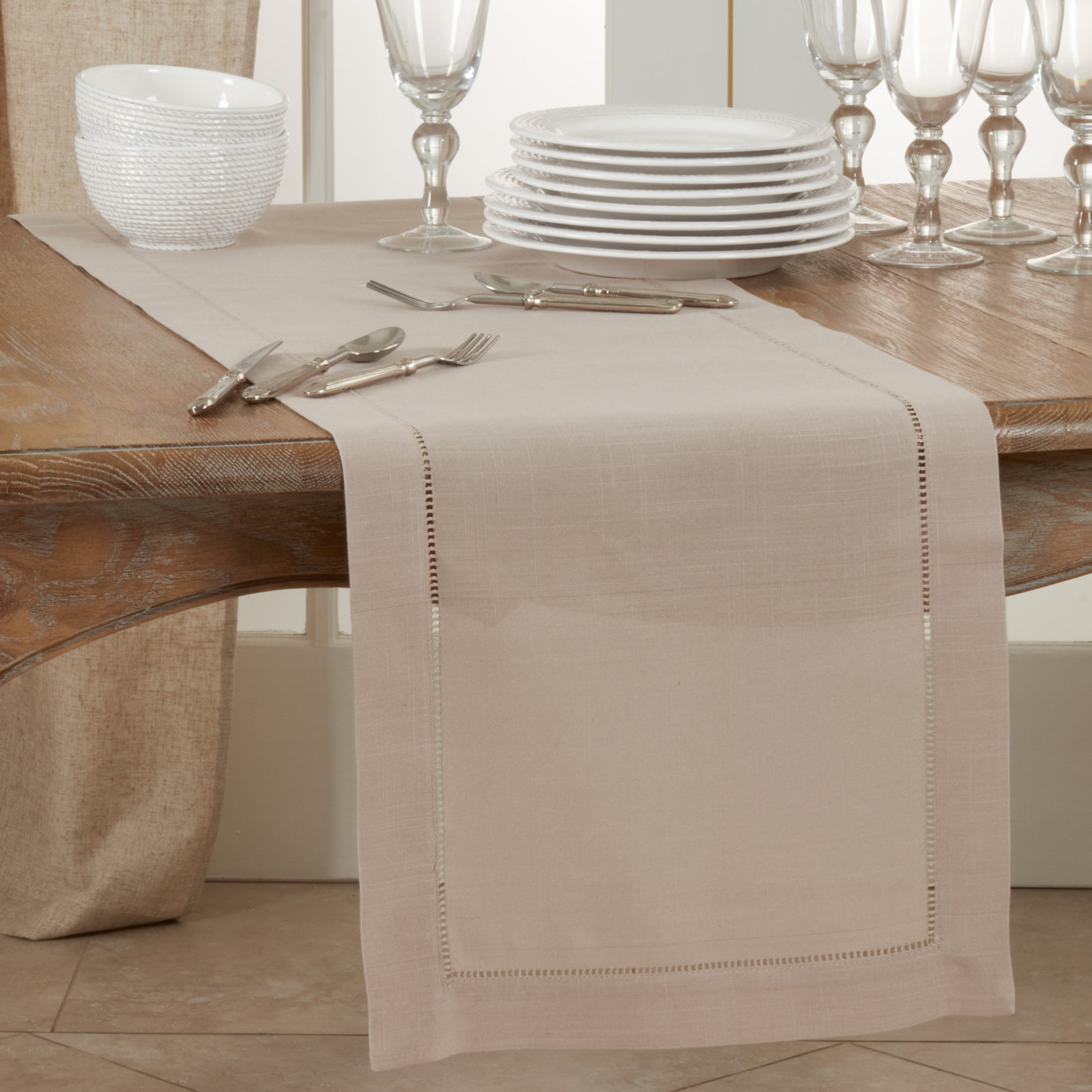 Emmeline Table Runnner, Tan, 54" L x 16" W