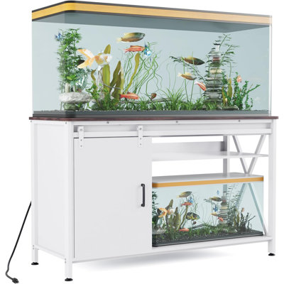Support d'aquarium pour aquarium, table de support d'aquarium avec prise de courant pour aquarium, armoire à poissons en métal avec rangement