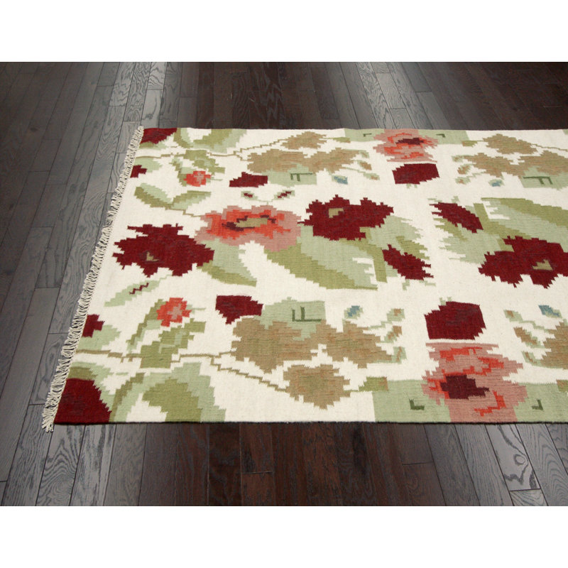 Jackaline Wool Floral Indoor Rug, Rectangle 7'6" x 9'6"