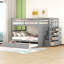 Lit double superposé double avec gigogne simple et escalier, maximisant l'espace et le rangement pour le confort familial-8295333