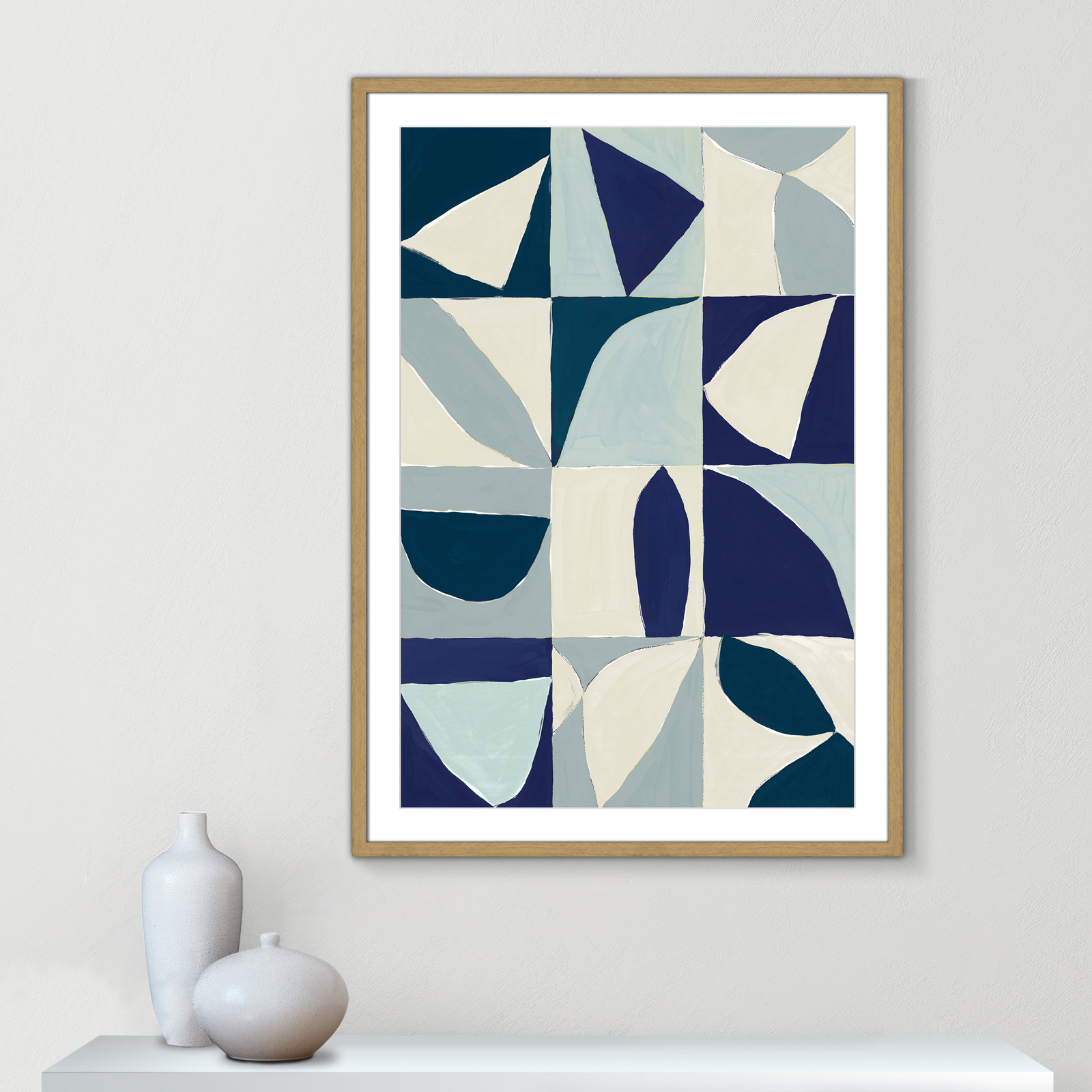 Hestia "Yellow Mayan I Blue Version" Print, 41.5" H x 29.5" W x 0.75" D, Natural