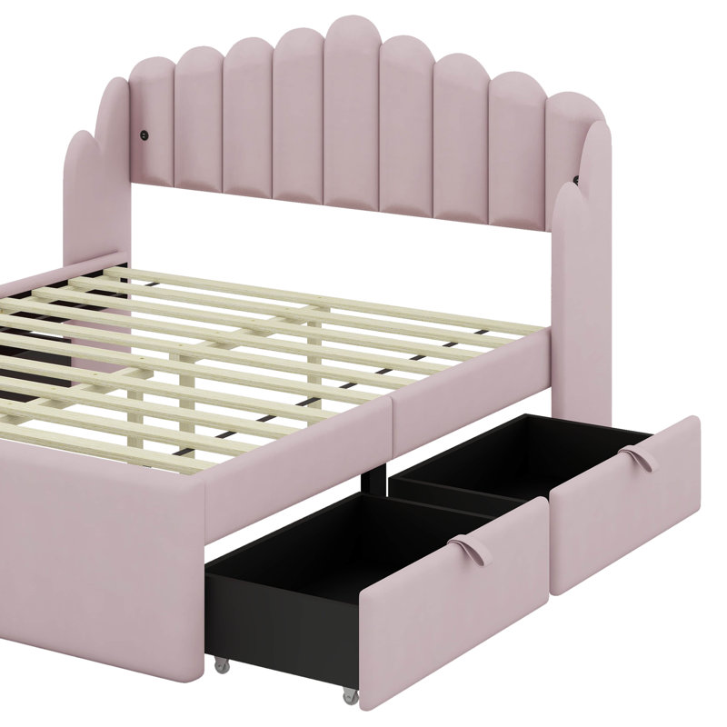 Danion Upholstered Platform Storage Bed, Pink, Full / Double