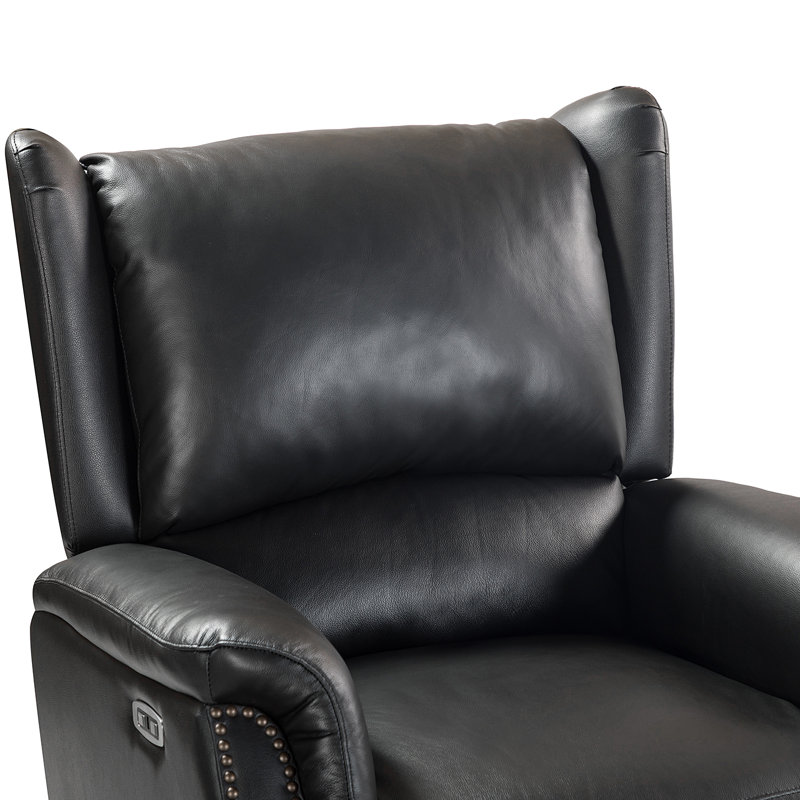 Fauteuil inclinable électrique en cuir véritable Domingo, Noir
