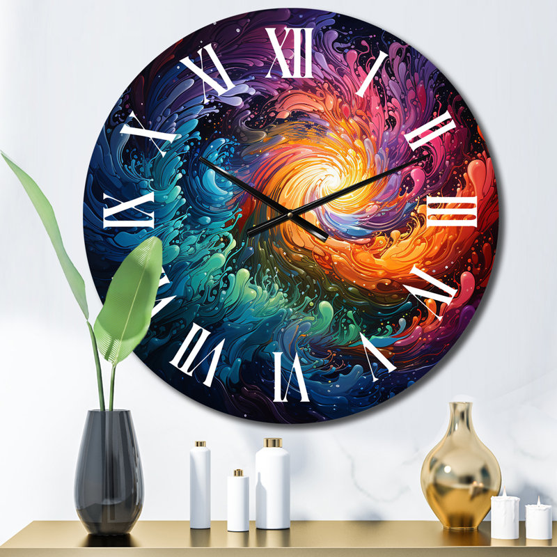 Horloge murale Neon Spin I - Spirales abstraites, Petit