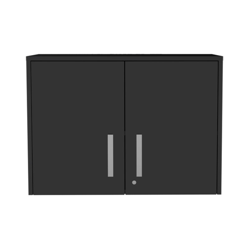 Armoire de rangement murale 20 po en bois noir avec deux portes