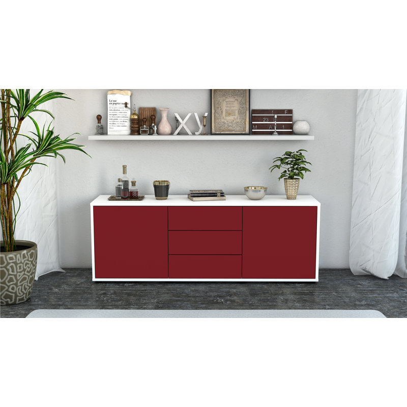 Wyble Unfinished TV Stand for TVs up to 60", Red / Matte White