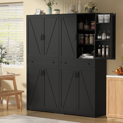 71.9'' Food Kitchen Pantry Storage Cabinet Kitchen Hutch with Drawer, 4 Doors and 6 Shelves