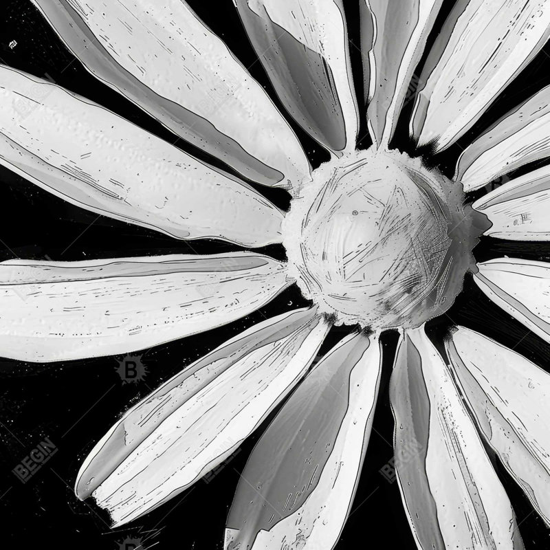 Desaturated flower - 32"x32" art on canvas