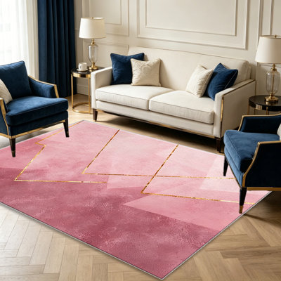 Tapis modernes dorés modernes pour le salon, doux et confortables, convenant à toutes les saisons, faciles à entretenir, tapis de sol intérieur lavable à la machine, sous la table de ferme convenant à la chambre à coucher, à la salle à manger, au bureau, au balcon, au patio