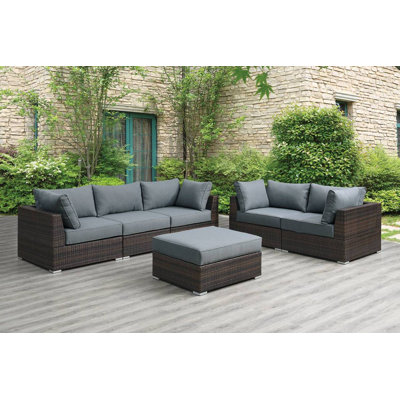 102'' Wide Wicker Patio Sectional with Cushions