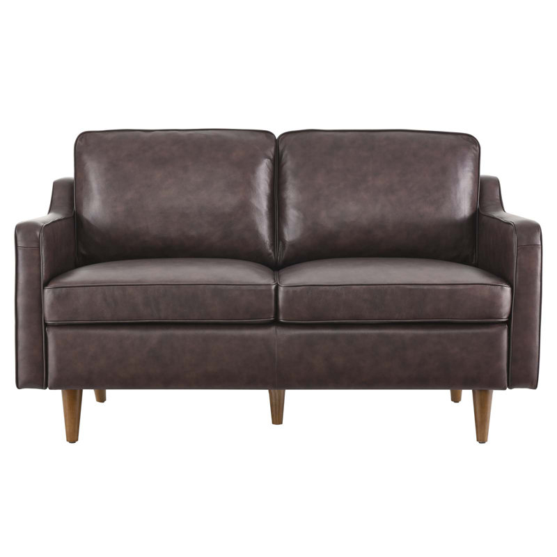 Impart Genuine Leather Loveseat, Brown Genuine Leather