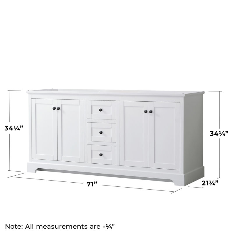Base de meuble-lavabo double 71 po Avery seulement, Blanc / noir mat
