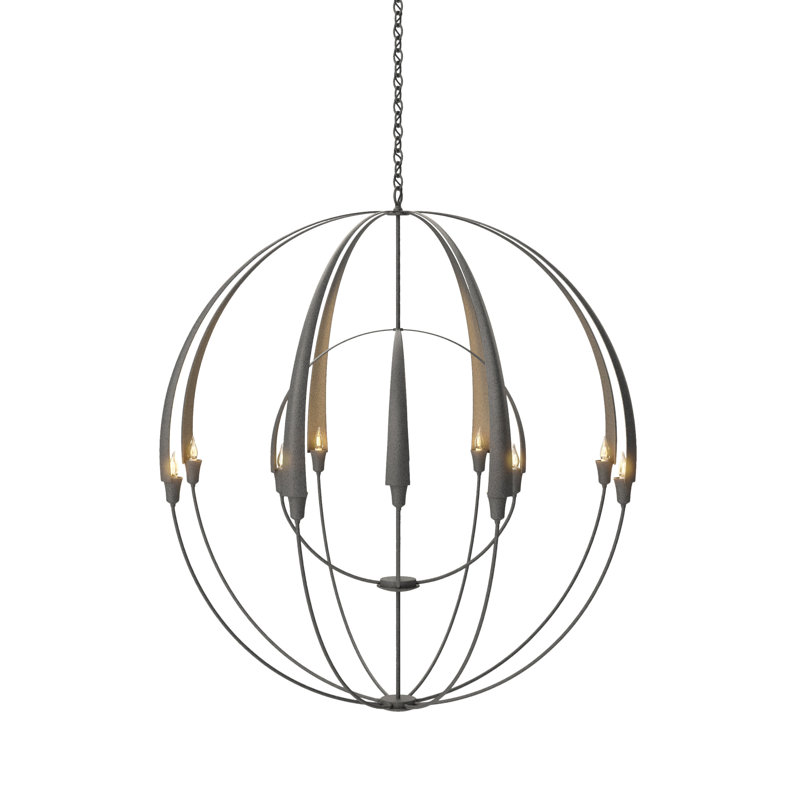Lustre sphérique double 12 lumières Cirque, Fer naturel