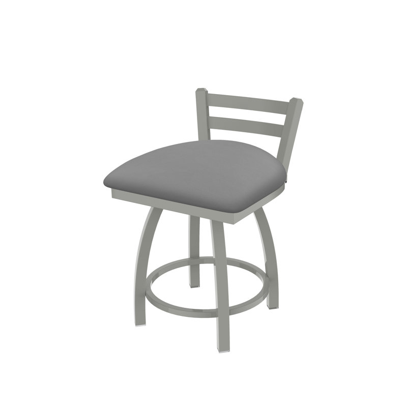 Tabouret de coiffeuse en métal Jackie, Nickel anodisé, Vinyle - Gris galop