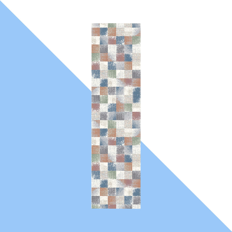 Beom Chequered Area Rug, Runner 67 x 340cm