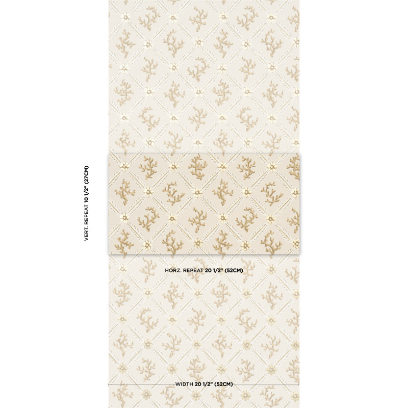 Papier peint à motif de treillis Corail Schumacher X Timothy Corrigan, Champagne