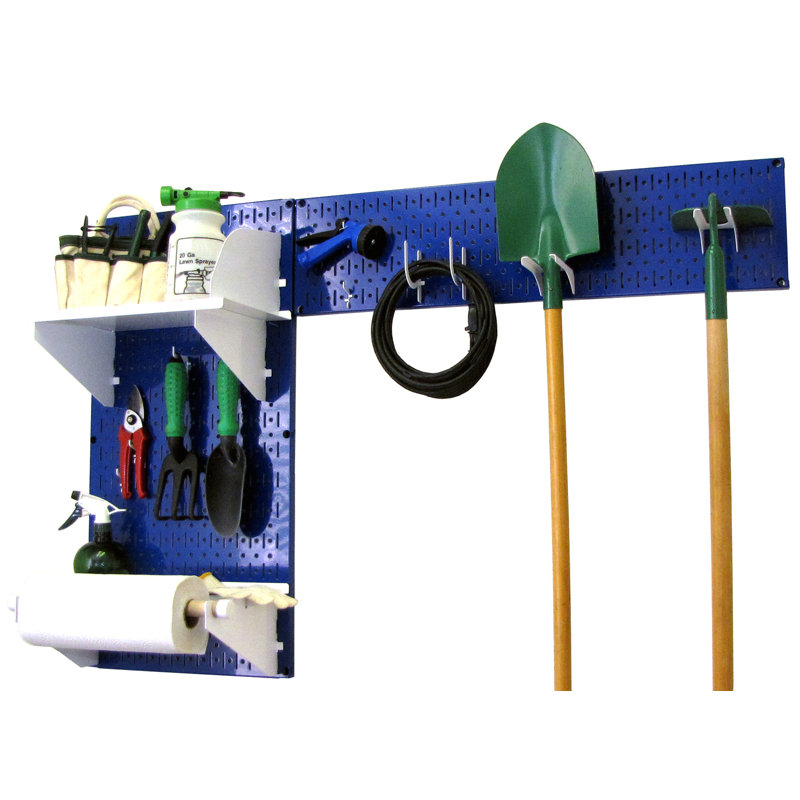 Pegboard Garden Tool Board Organizer, Blue / White