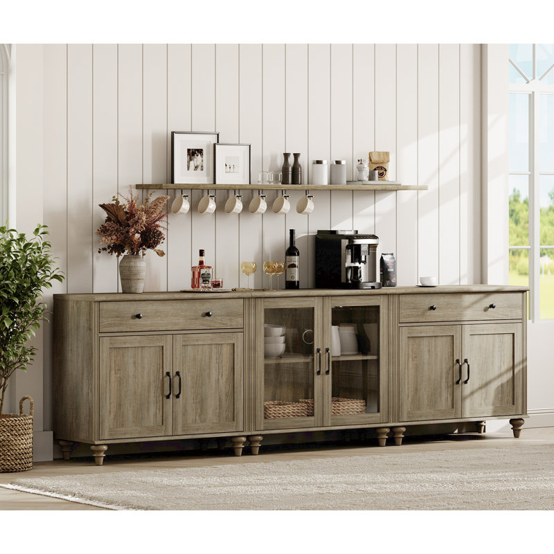 Scarlett 101.5" W Solid and Manufactured Wood Sideboard, Wash Gray