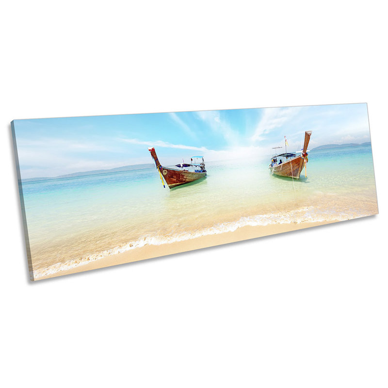 Beach Long Boats Thailand - Wrapped Canvas Panoramic Print, 60.96cm H x 182.88cm W