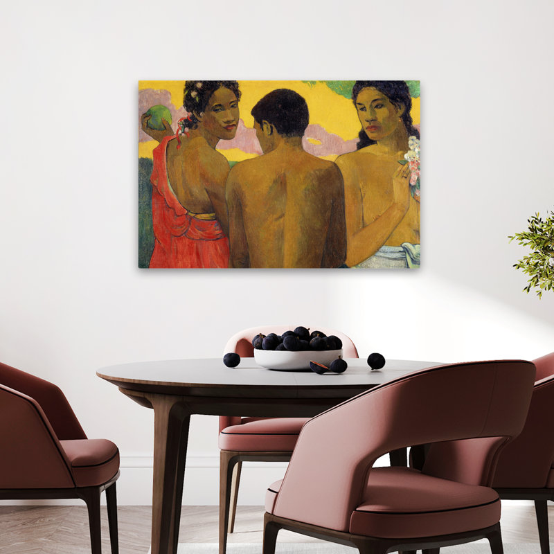 Trois tahitiens - musée post-impressionniste, H 24 po x l 36 po