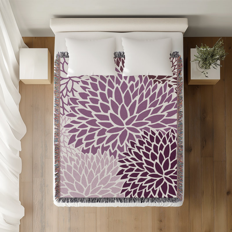 Jeté en coton Arlo, Violet, 60 x 60