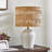 21" Boho Ceramic Gray Table Lamp with 3-Way Dimmable Handwoven Rattan Shade-501265589