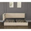 Lit simple simple avec tête de lit tapissier, 2 tiroirs de rangement, chargement, lattes en bois massif, sans sommier, beige, confortable pour les petites pièces, molleton doux, assise ergonomique, esthétique Mid-Century