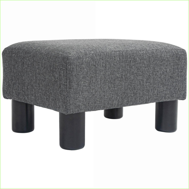 Petit repose-pieds avec repose-pieds en lin gris anthracite pour salon | Noir | Bois