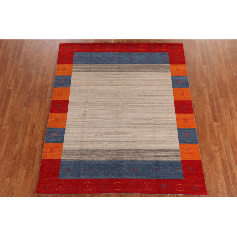 Tapis indien en laine fait à la main de style Gabbeh 6 x 8