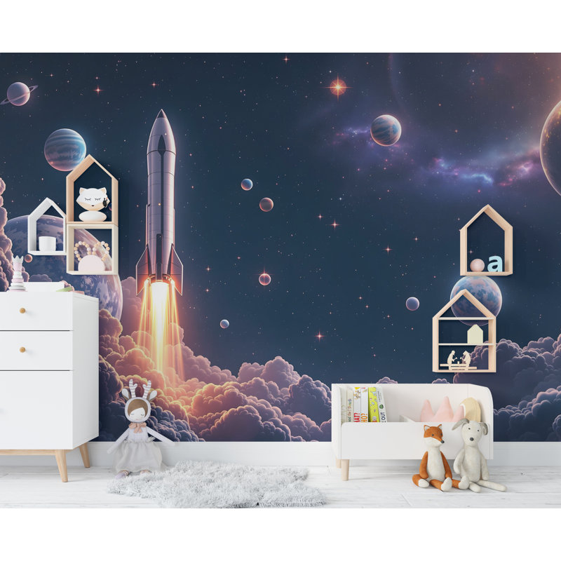 Papier peint galaxie pour mur de chambre Galaxy Girl, L 145 po x l 100 po, Texture de toile de luxe