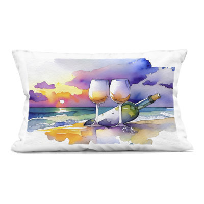 Coastal Cheers with Wine Decorative Printed Throw Pillow, design by Shelly Craig