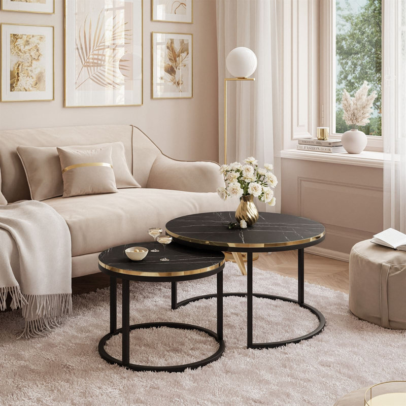 Coffee Table, Grigia Pietra Black, Black