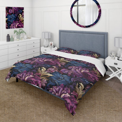 Ensemble de housse de couette Regal Purple And Blue Luxe Opulence - Paisley